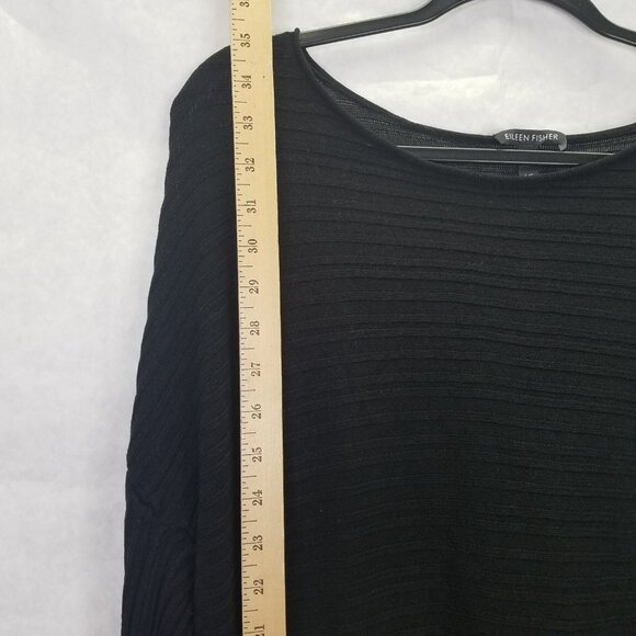 Eileen Fisher Tunic Women's L Asymmetrical Hem Variegated Tencel Rib Knit Sheer - Picture 10 of 12